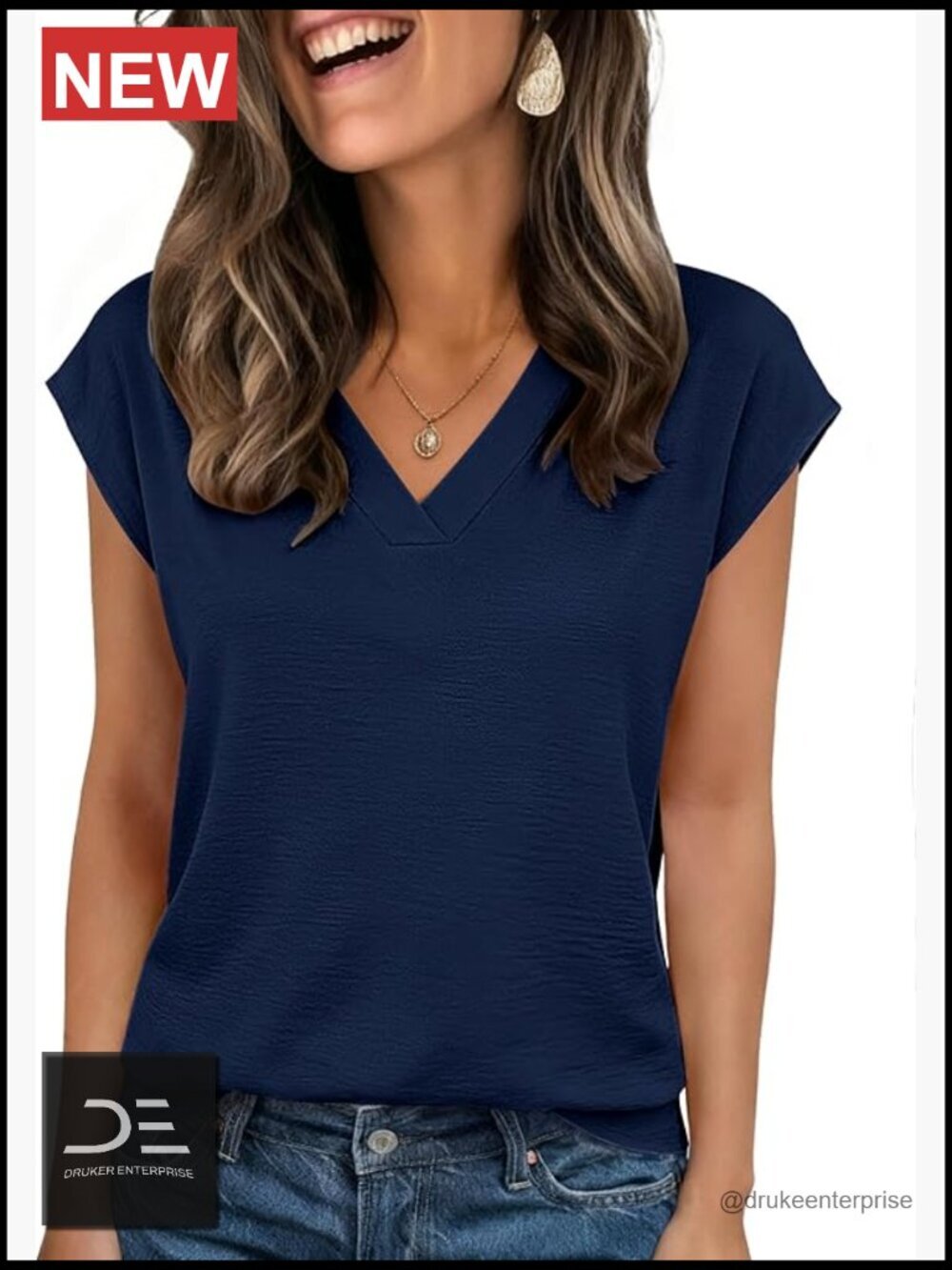 Cap Sleeve V Neck Textured Blouse Business Casual Summer Top